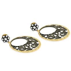 Sterling Silver Vermeil Vintage Diamond Circle Drop Earrings