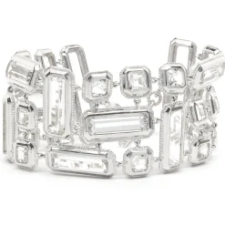 Sterling Silver Wide Crystal Bracelet