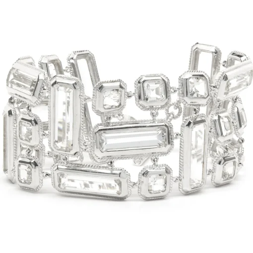 Sterling Silver Wide Crystal Bracelet