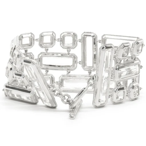 Sterling Silver Wide Crystal Bracelet