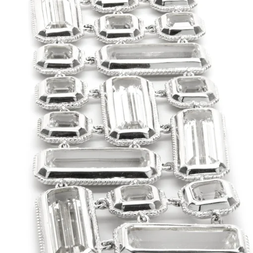 Sterling Silver Wide Crystal Bracelet