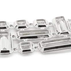 Sterling Silver Wide Crystal Bracelet