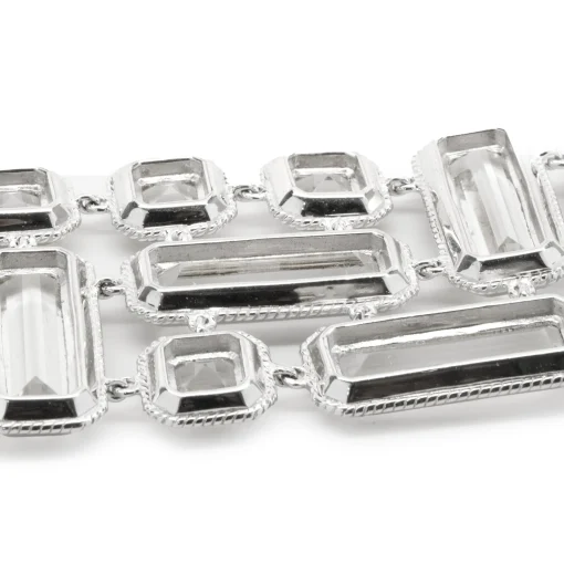 Sterling Silver Wide Crystal Bracelet