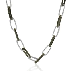 Sterling Textured Paperclip Alternating Anodized Link Necklace
