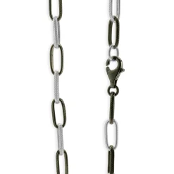 Sterling Textured Paperclip Alternating Anodized Link Necklace