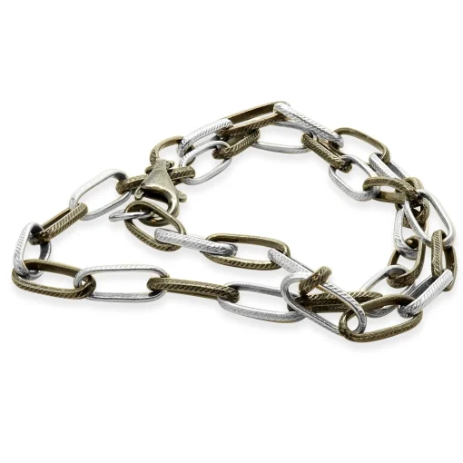 Sterling Textured Paperclip Alternating Anodized Link Necklace