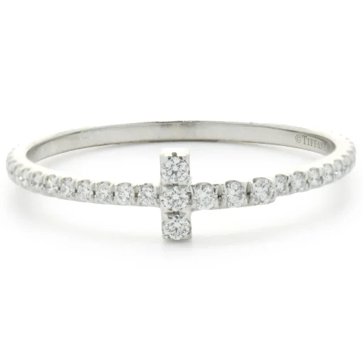 Tiffany & Co. 18 Karat White Gold Diamond T Eternity Ring