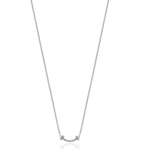 Tiffany & Co. 18 Karat White Gold T Smile Diamond Necklace