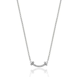 Tiffany & Co. 18 Karat White Gold T Smile Diamond Necklace
