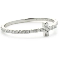 Tiffany & Co. 18 Karat White Gold Diamond T Eternity Ring