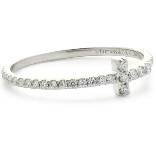 Tiffany & Co. 18 Karat White Gold Diamond T Eternity Ring