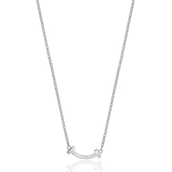 Tiffany & Co. 18 Karat White Gold T Smile Diamond Necklace