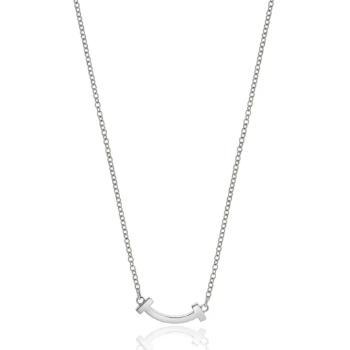 Tiffany & Co. 18 Karat White Gold T Smile Diamond Necklace