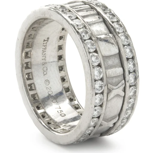 Tiffany & Co. 18 Karat White Gold Diamond Atlas Band