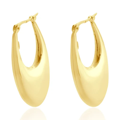 Uno Aerre 18 Karat Yellow Gold Puffed Hoop Earrings