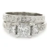 VARNA Platinum Princess Cut Diamond Wedding Set