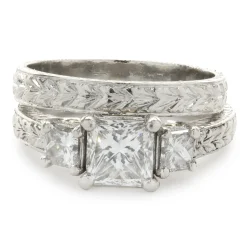 VARNA Platinum Princess Cut Diamond Wedding Set