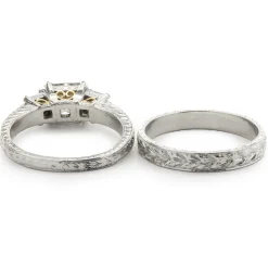 VARNA Platinum Princess Cut Diamond Wedding Set