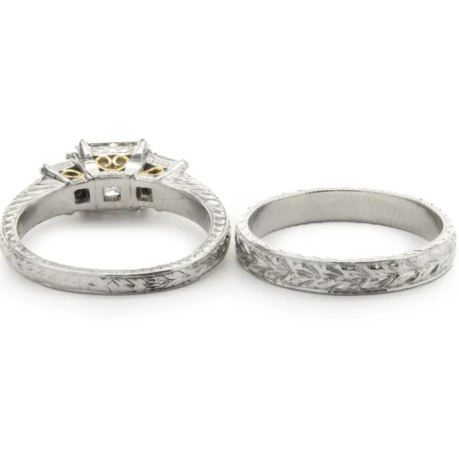 VARNA Platinum Princess Cut Diamond Wedding Set