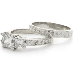 VARNA Platinum Princess Cut Diamond Wedding Set