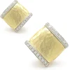Vendorafa 18k Yellow Gold Hammered Diamond Earrings