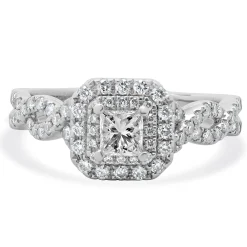 Vera Wang 14 Karat White Gold Princess Cut Diamond Engagement Ring
