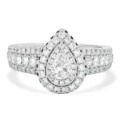 Vera Wang 14 Karat White Gold Pear Cut Diamond Engagement Ring