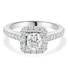 Vera Wang 14 Karat White Gold Cushion Cut Diamond Engagement Ring