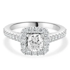 Vera Wang 14 Karat White Gold Cushion Cut Diamond Engagement Ring