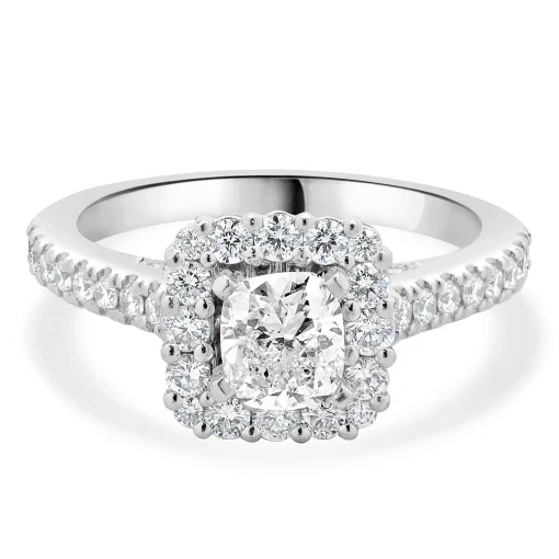 Vera Wang 14 Karat White Gold Cushion Cut Diamond Engagement Ring