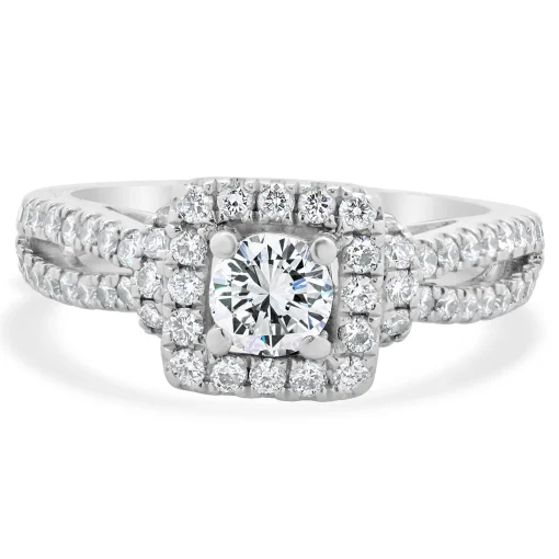 Vera Wang 14 Karat White Gold Round Brilliant Cut Diamond Engagement Ring