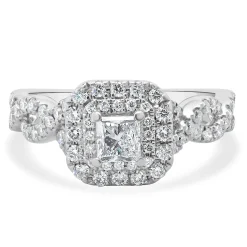 Vera Wang 14 Karat White Gold Princess Cut Diamond Engagement Ring