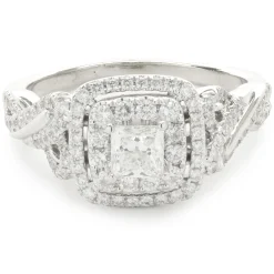 Vera Wang 14 Karat White Gold Princess Cut Diamond Engagement Ring