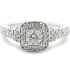 Vera Wang 14 Karat White Gold Round Brilliant Cut Diamond Engagement Ring