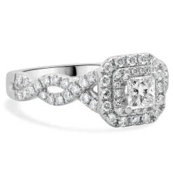 Vera Wang 14 Karat White Gold Princess Cut Diamond Engagement Ring
