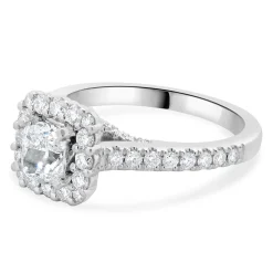 Vera Wang 14 Karat White Gold Cushion Cut Diamond Engagement Ring