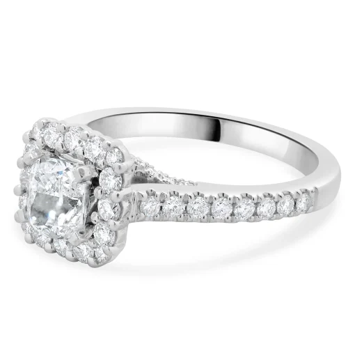 Vera Wang 14 Karat White Gold Cushion Cut Diamond Engagement Ring