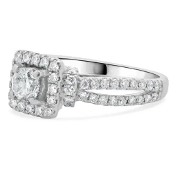 Vera Wang 14 Karat White Gold Round Brilliant Cut Diamond Engagement Ring