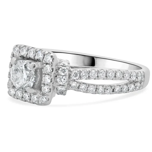 Vera Wang 14 Karat White Gold Round Brilliant Cut Diamond Engagement Ring