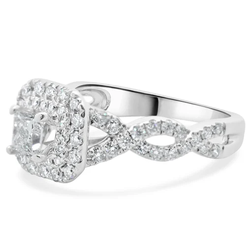 Vera Wang 14 Karat White Gold Princess Cut Diamond Engagement Ring