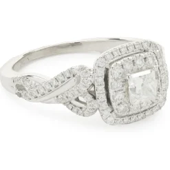 Vera Wang 14 Karat White Gold Princess Cut Diamond Engagement Ring