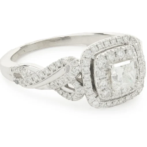 Vera Wang 14 Karat White Gold Princess Cut Diamond Engagement Ring