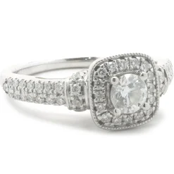 Vera Wang 14 Karat White Gold Round Brilliant Cut Diamond Engagement Ring