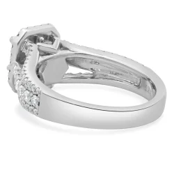 Vera Wang 14 Karat White Gold Emerald Cut Diamond Engagement Ring