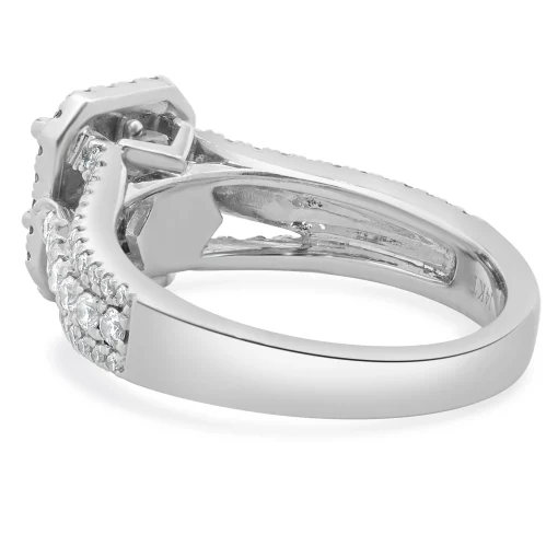 Vera Wang 14 Karat White Gold Emerald Cut Diamond Engagement Ring