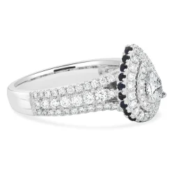 Vera Wang 14 Karat White Gold Pear Cut Diamond Engagement Ring