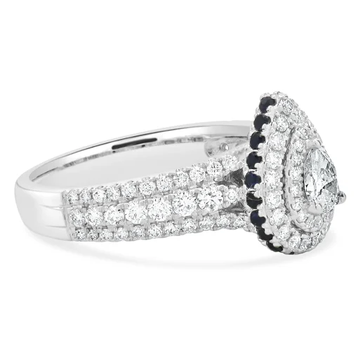 Vera Wang 14 Karat White Gold Pear Cut Diamond Engagement Ring
