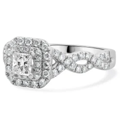 Vera Wang 14 Karat White Gold Princess Cut Diamond Engagement Ring