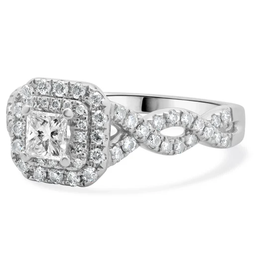 Vera Wang 14 Karat White Gold Princess Cut Diamond Engagement Ring