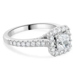 Vera Wang 14 Karat White Gold Cushion Cut Diamond Engagement Ring